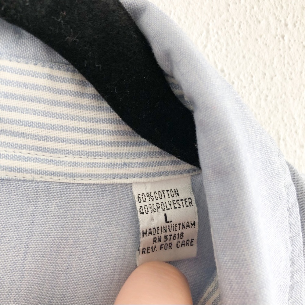 VINTAGE 90’s blue striped mixed print polo shirt L - Picture 3 of 10